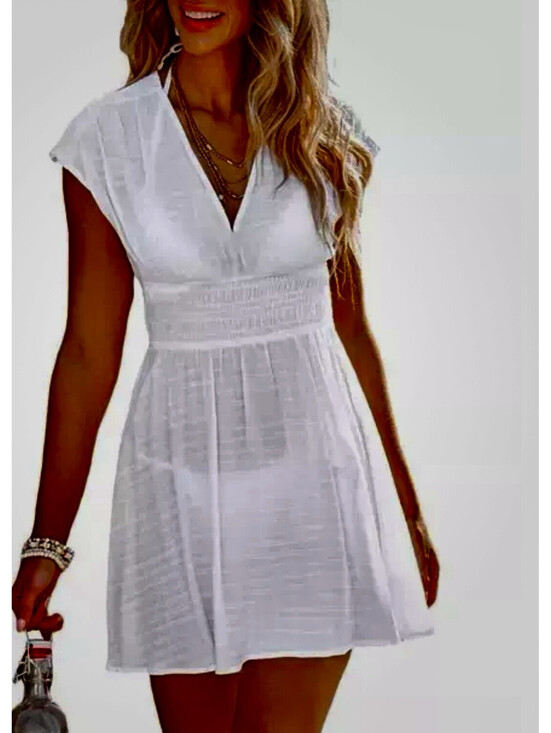 Cupshe Other - NWT Cupshe White Dolman Sleeve Smocked Waist Cover-Up Dress Large